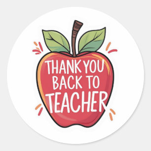 Sticker Rond Merci Cadeau de rentrée scolaire Enseignant Apple