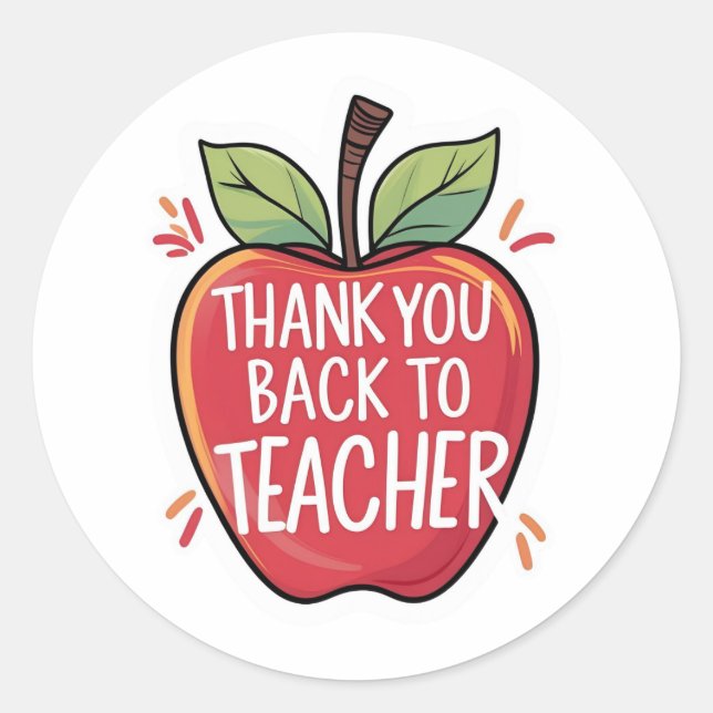 Sticker Rond Merci Cadeau de rentrée scolaire Enseignant Apple  (Devant)