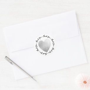 Sticker Rond Merci ・ Carburant Faux Argent Foil