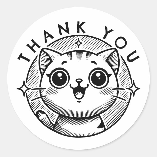 Sticker Rond Merci Cat (Devant)