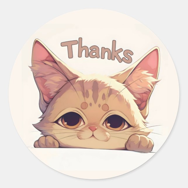 Sticker Rond Merci Cat Animal (Devant)