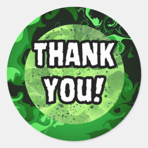 Sticker Rond Merci ! Cercles d'aquarelle verte