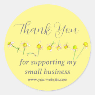 Sticker Rond Merci Chamomile Soutien aux entreprises Jaune