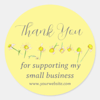 Sticker Rond Merci Chamomile Soutien aux entreprises Jaune