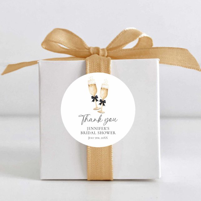 Sticker Rond Merci Champagne moderne (Bubbly Bridal Shower thank you Stickers)