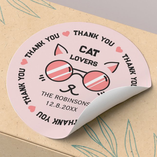 Sticker Rond Merci chat mignon (Créateur téléchargé)