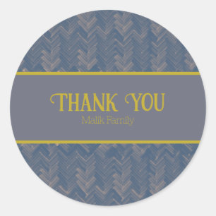 Sticker Rond Merci Chevron Motif Retro Blue Personnaliser