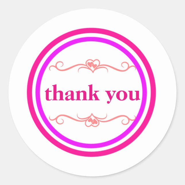 Sticker Rond Merci circulaire bleu rose pourpre (Devant)