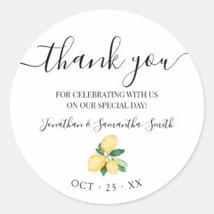 Sticker Rond Merci citrons Mariage nuptial
