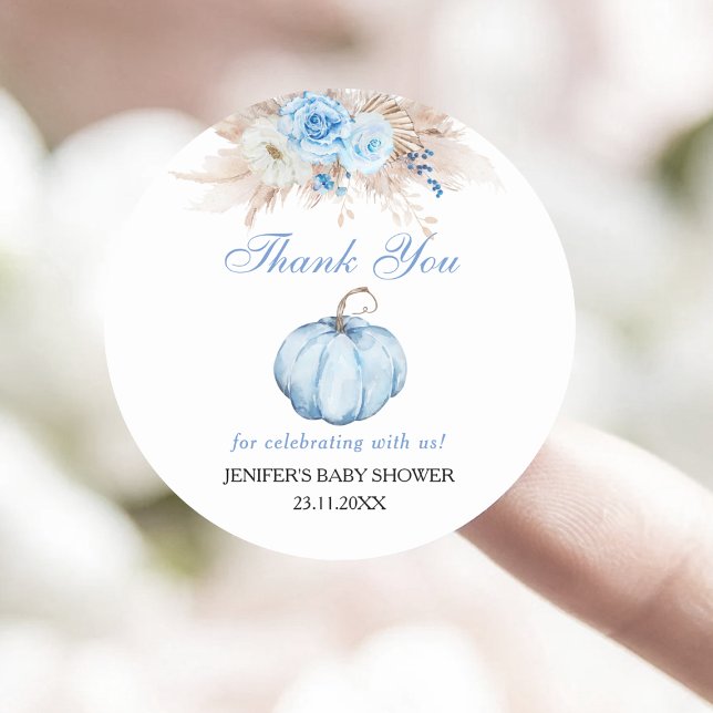 Sticker Rond Merci citrouille Baby shower (Créateur téléchargé)