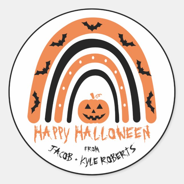 Sticker Rond Merci Citrouille de chauve-souris Halloween Person (Devant)