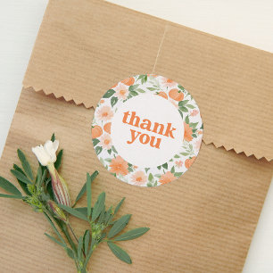 Sticker Rond Merci Citrouille Floral