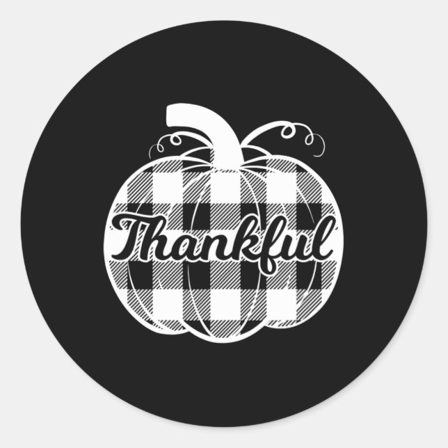 Sticker Rond Merci Citrouille mignon Thanksgiving Automne Pla d (Devant)