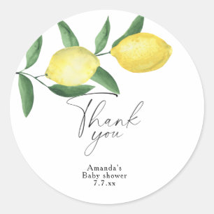 Sticker Rond Merci - Citrus Lemon - Baby shower