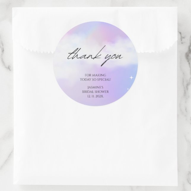 Sticker Rond Merci Cloud 9 Pastel Gradient Bridal Shower (Sac)