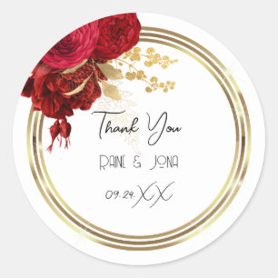 Sticker Rond Merci Coeur Douce nuptiale16e couronne d'or blanc