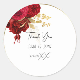 Sticker Rond Merci Coeur Douce nuptiale16e couronne d'or Blanc