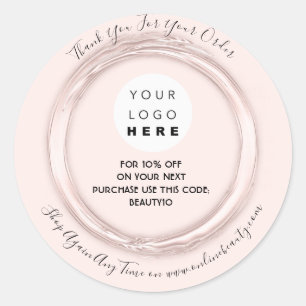 Sticker Rond Merci Commande Logo personnalisé Nom Code remise