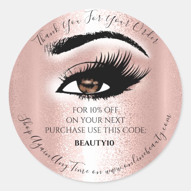 Sticker Rond Merci Commande Logo Remise Prolongation Rose Lash (Devant)