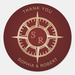 Sticker Rond Merci Compass mariage Destination Passport