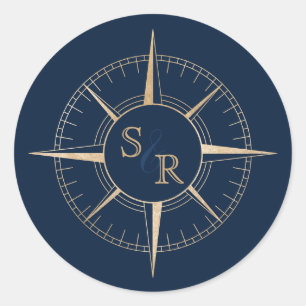 Sticker Rond Merci Compass mariage Destination Passport