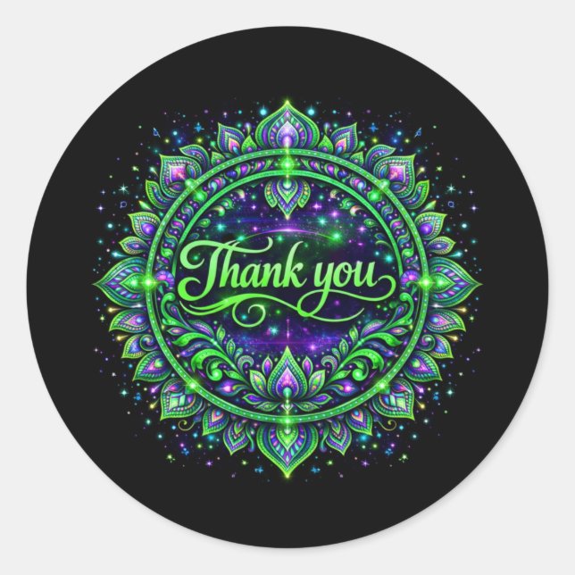 Sticker Rond Merci | Conception de gratitude élégante (Devant)
