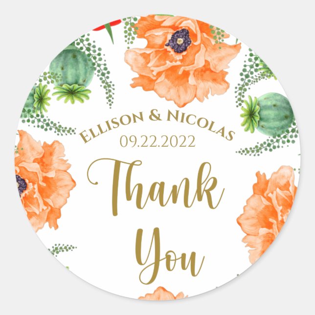 Sticker Rond Merci coquelicots (Devant)