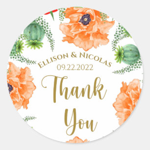 Sticker Rond Merci coquelicots