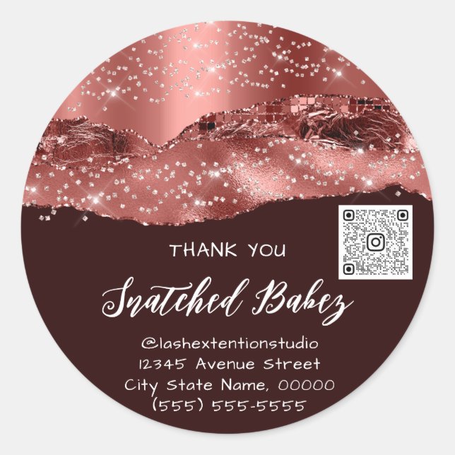 Sticker Rond Merci Cosmétique Logo QR Code Parties scintillant  (Devant)