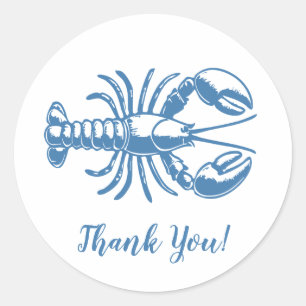 Sticker Rond Merci côtier minimaliste du homard bleu