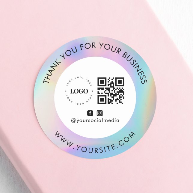 Sticker Rond Merci Custom Company Logo QR Code Social Media (Créateur téléchargé)