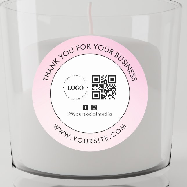 Sticker Rond Merci Custom Company Logo QR Code Social Media (Créateur téléchargé)