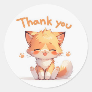 Sticker Rond Merci Cute Anime Chat