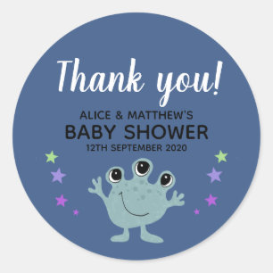 Sticker Rond Merci Cute Boys Space Alien Baby shower