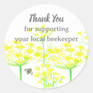 Sticker Rond Merci D'Abeille De Miel Pour Le Soutien De L'Abeil