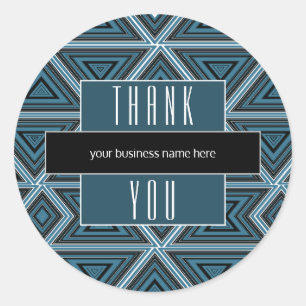 Sticker Rond Merci d'affaires bleu noir géométrique