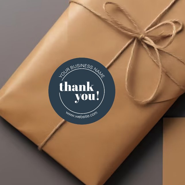 Sticker Rond Merci d'affaires Blue Bold Navy (Créateur téléchargé)