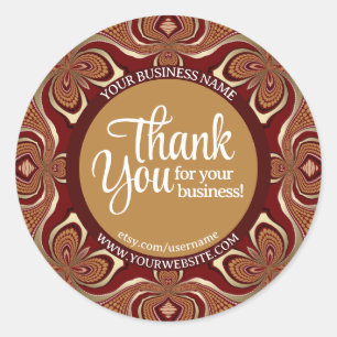 Sticker Rond Merci d'affaires chaud Chocolat & Gold Earth