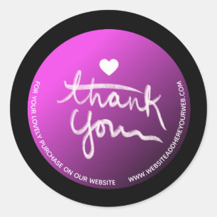 Sticker Rond Merci d'affaires de script dessiné à la main viole
