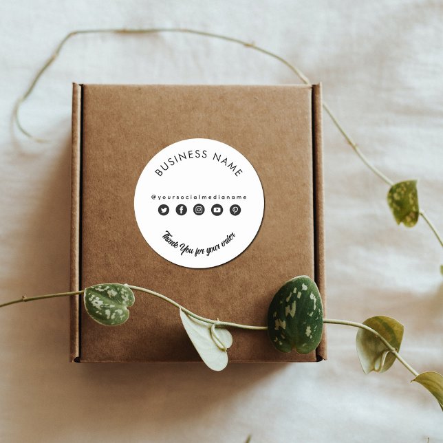 Sticker Rond Merci d'affaires emballage produit Médias sociaux (Créateur téléchargé)