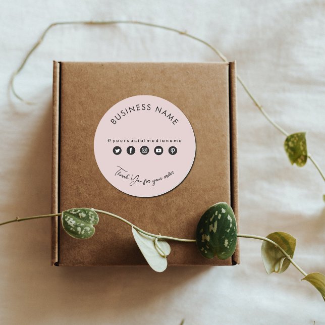 Sticker Rond Merci d'affaires emballage produit Médias sociaux (Créateur téléchargé)