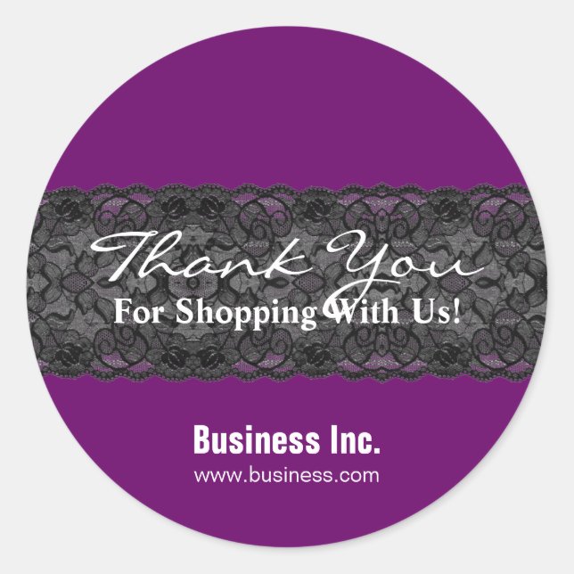 Sticker Rond Merci d'affaires - Lace violet (Devant)