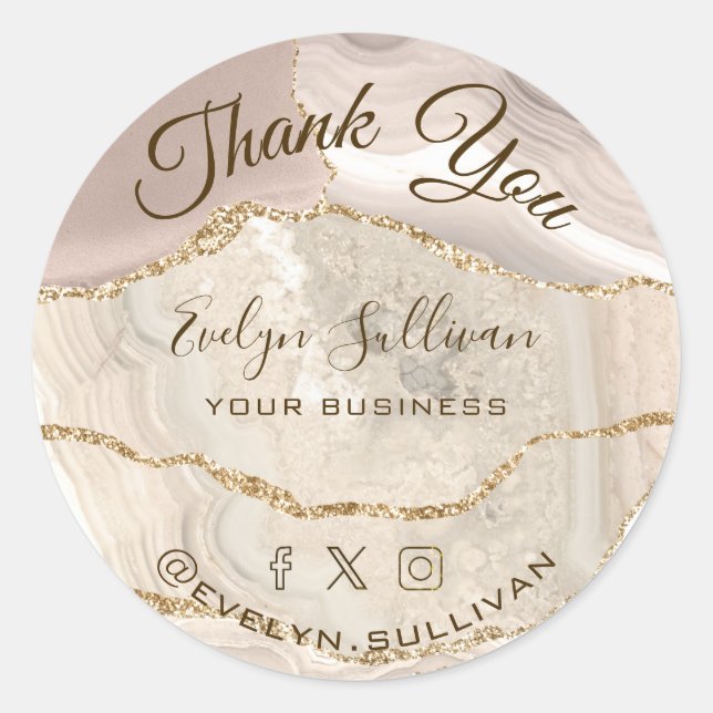 Sticker Rond Merci d'âge en or ivoire (Devant)