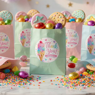 Sticker Rond Merci d'anniversaire de glace pastel 