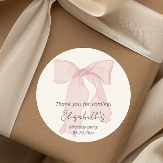 Sticker Rond Merci d'anniversaire de la Bow rose