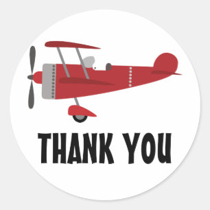 Sticker Rond Merci d'anniversaire de l'avion rouge