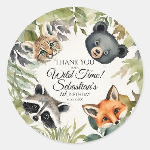 Sticker Rond Merci d'anniversaire des animaux des bois