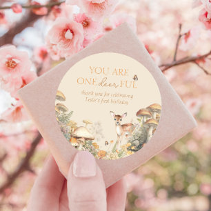 Sticker Rond Merci d'anniversaire des cerfs de forêt