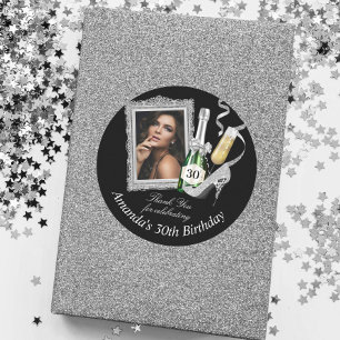 Sticker Rond Merci d'anniversaire des femmes d'argent