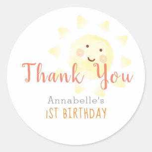 Sticker Rond Merci d'anniversaire du soleil